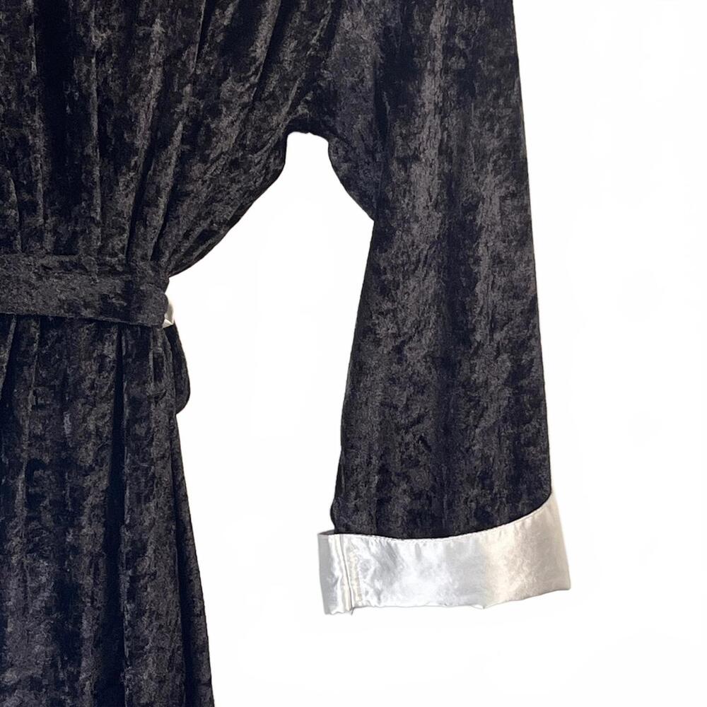 Vintage Black Velour & White Satin Polyester Long Robe & Gown by Audrey Lane - Picture 6 of 9